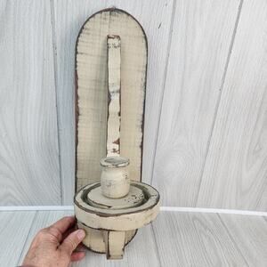 Homemade 15" Privative Wall Sconce Wood Taper Candle Gray Distressed Farmhouse